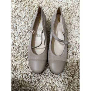 NWOT SAS Women's Mary Jane Dress Shoes‎ Taupe Beige Leather Block Heel Size 11N